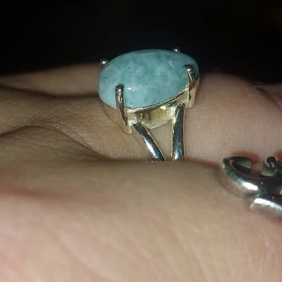 Solid Sterling Larimar Dainty Ring Size 6.25 - Picture 4 of 4